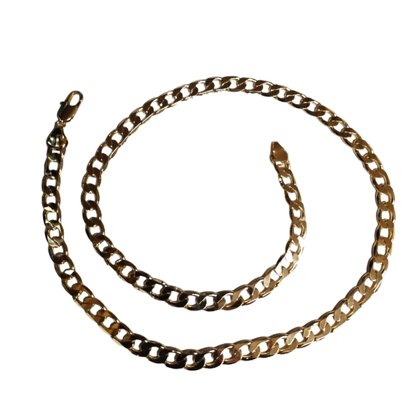 18K Gold Filled 7mm 24 Inch Cuban Chain No Tarnish Hypoallergenic - Picture 1 of 3